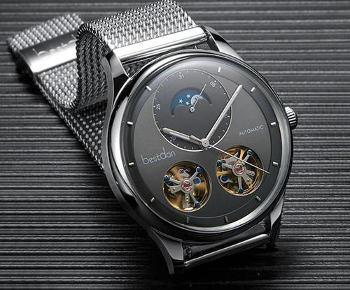 BESTDON Double Tourbillon Men Watch Fashion Automatic Mechanical Watches Moon Phase Stainless Steel Switzerland Luxury Brand