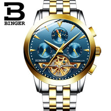 Load image into Gallery viewer, Switzerland luxury men's watch BINGER brand Tourbillion Mechanical Wristwatches Sapphire full stainless steel Clock Male B1188-6