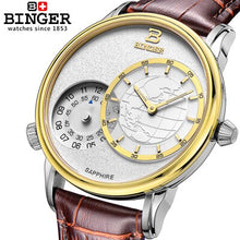 Load image into Gallery viewer, Switzerland men's watch luxury brand Wristwatches BINGER 18K gold quartz leather strap waterproof clock BG-0389-6