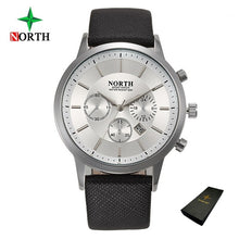 Load image into Gallery viewer, North Luxury Men Watches Waterproof Genuine Leather Fashion Casual Wristwatch Man Business Sport Clock Classic Blue Silver 6009