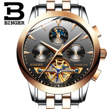 Load image into Gallery viewer, Switzerland luxury men's watch BINGER brand Tourbillion Mechanical Wristwatches Sapphire full stainless steel Clock Male B1188-6