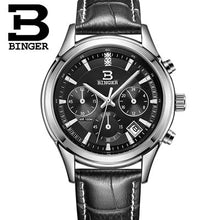 Load image into Gallery viewer, Switzerland BINGER Men's Watch Luxury Brand Quartz waterproof Genuine Leather Strap auto Date Chronograph Male Clock BG6019-M
