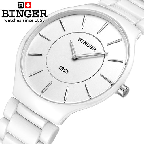 Switzerland luxury brand Male Wristwatches Binger Space ceramic quartz men's watch lovers style Water Resistant clock B8006B-5