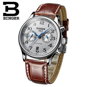 Switzerland Automatic Mechanical Men Watch Sapphire Binger Luxury Brand Watches Male Relogio Waterproof Men's Watches B-603-52