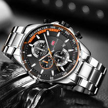 Load image into Gallery viewer, MINI FOCUS Men&#39;s Business Dress Watches Stainless Steel Luxury Waterproof Chronograph Quartz Wrist Watch Man Silver 0218G.03